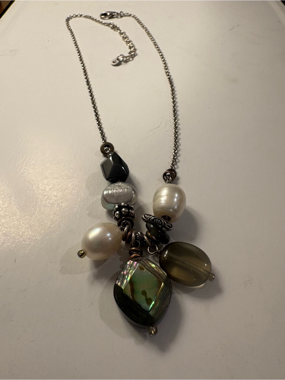 Silpada Sterling Silver Hematite Shell Necklace